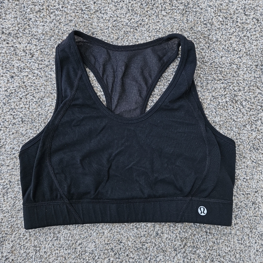 Lululemon Racerback Black Sports Bra No Padding 13" Across Size 4